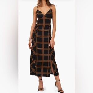 Halogen V-Neck A-Line Midi Dress - Size Medium